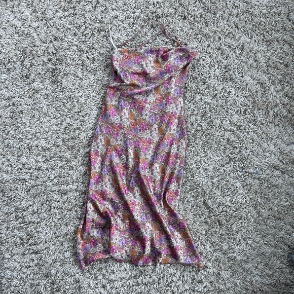 Aakaa Vibrant Floral Cowl Slip Dress - Picture 4 of 6